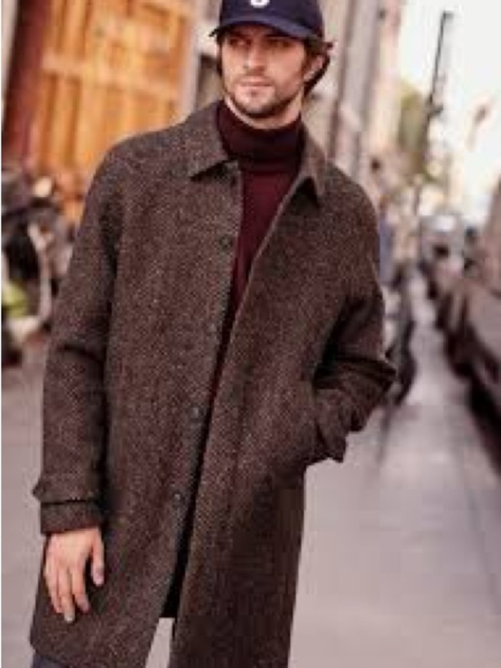 OCTOBRE (Sezane) Brown Herringbone Wool Coat - Men's - Size FR 46 (US 36)